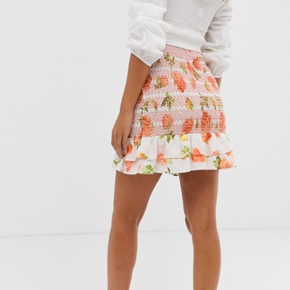 ASOS Sacred hawk shirred waist rose mini skirt - Picture 4 of 5